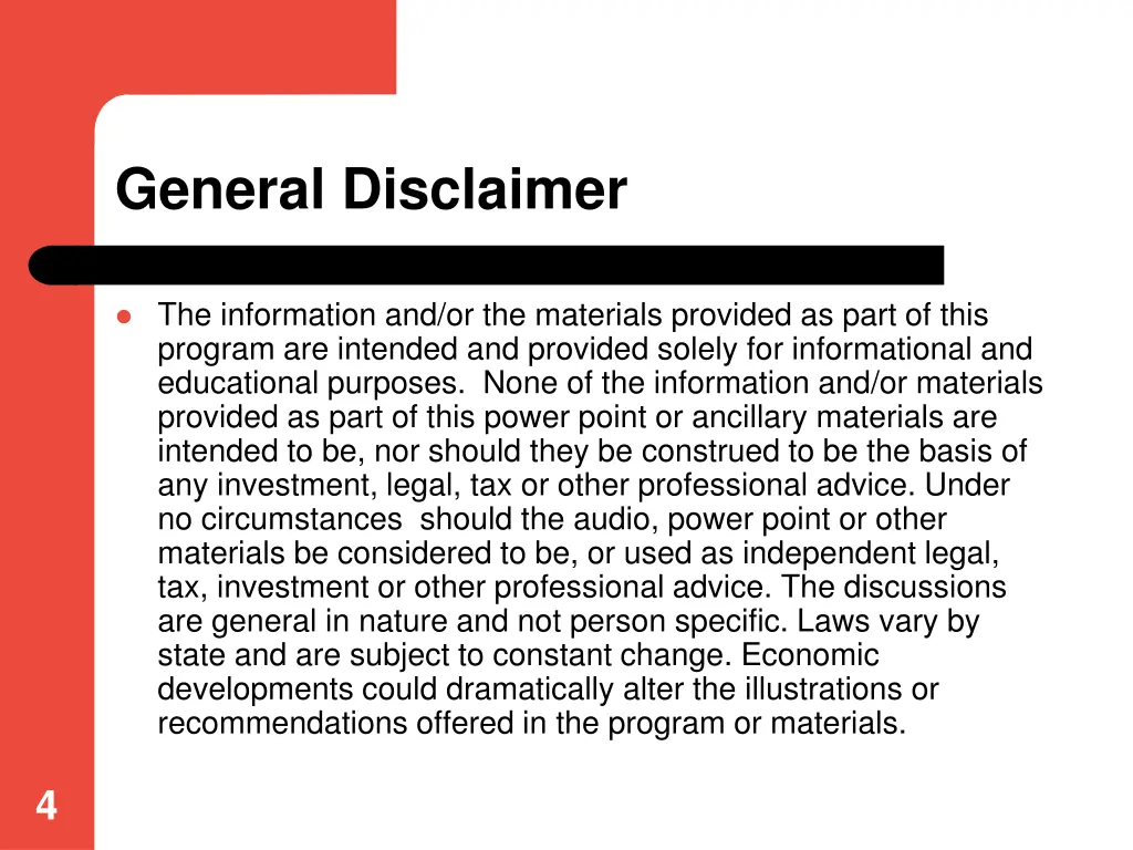 general disclaimer
