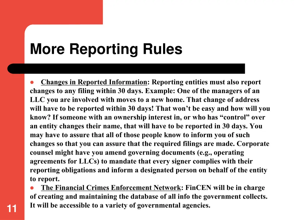 more reporting rules