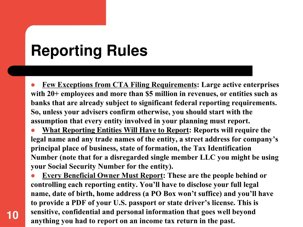 reporting rules