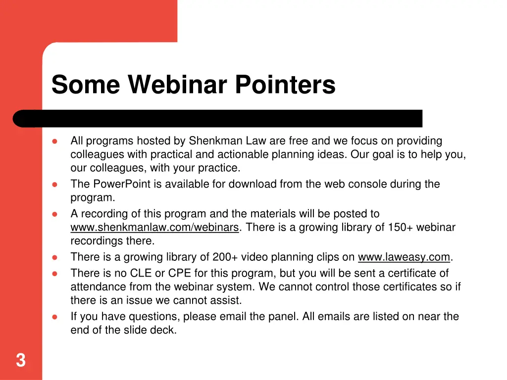 some webinar pointers