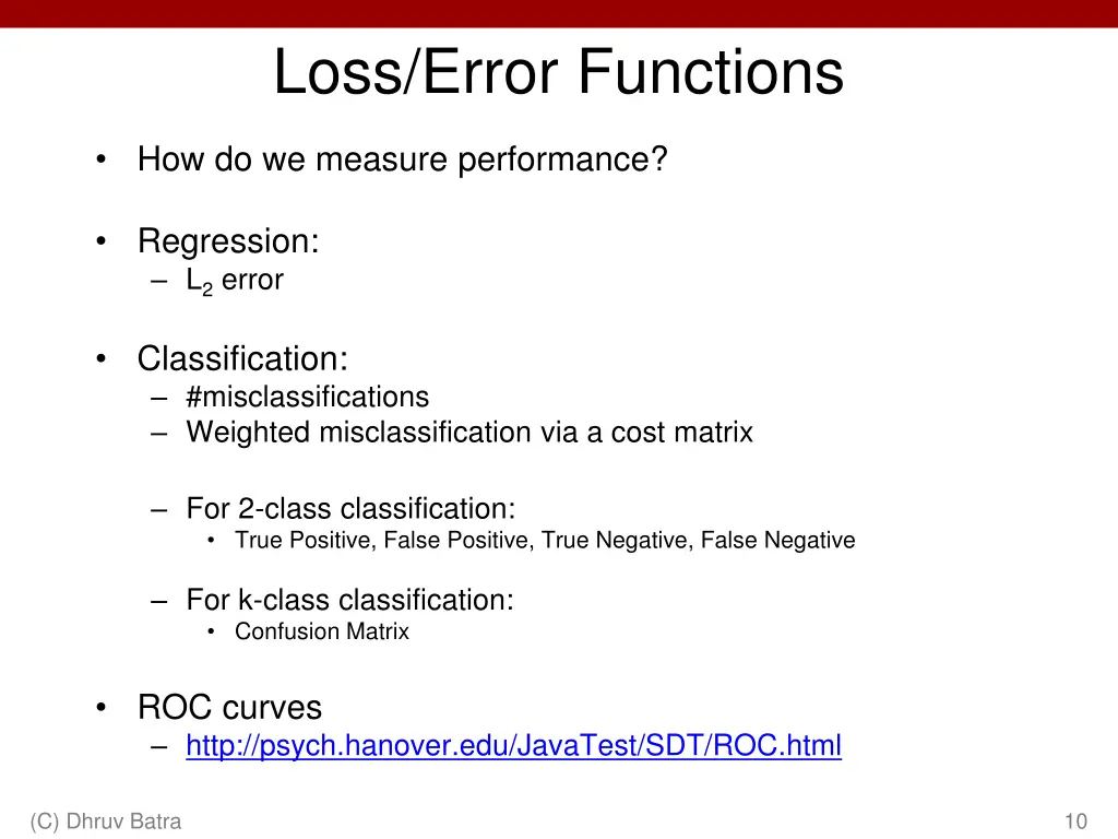loss error functions