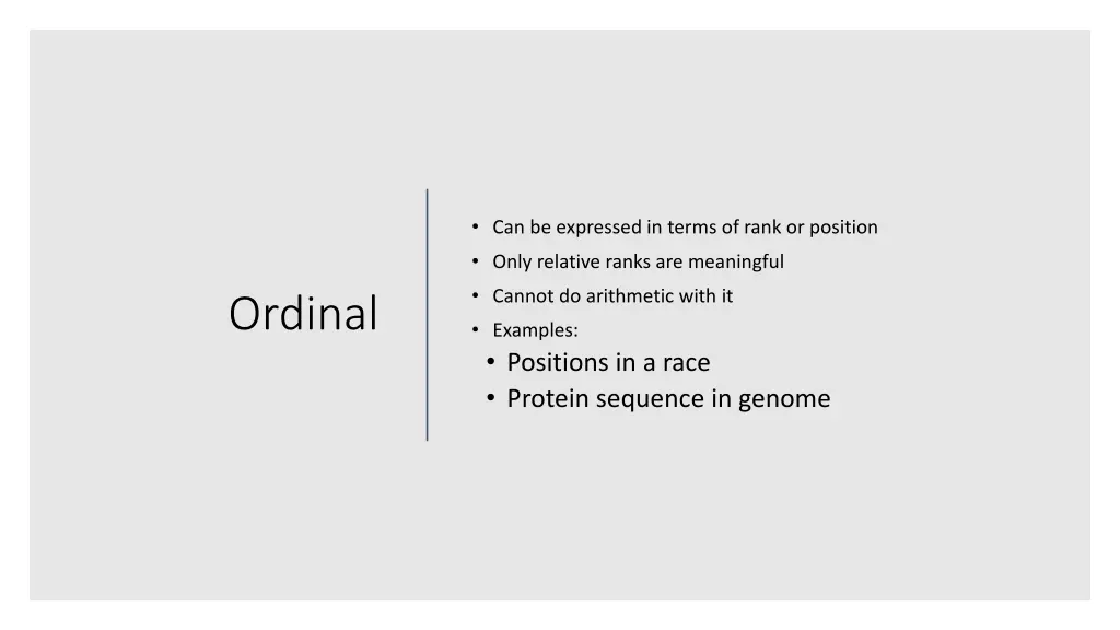 can be expressed in terms of rank or position