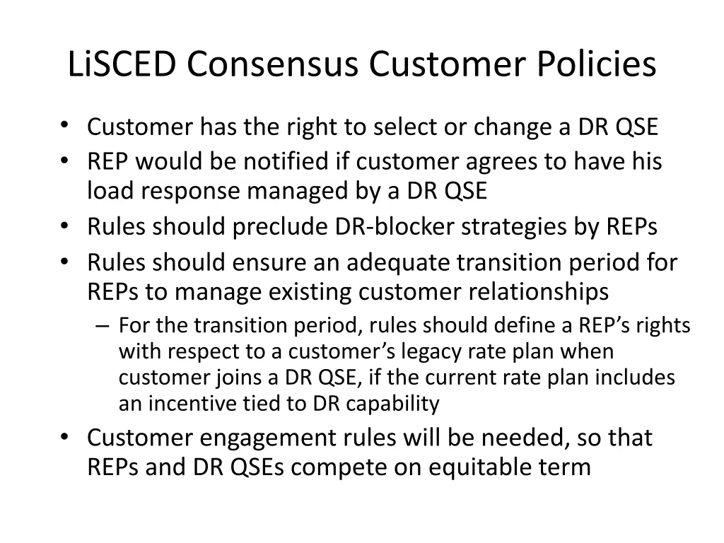 lisced consensus customer policies