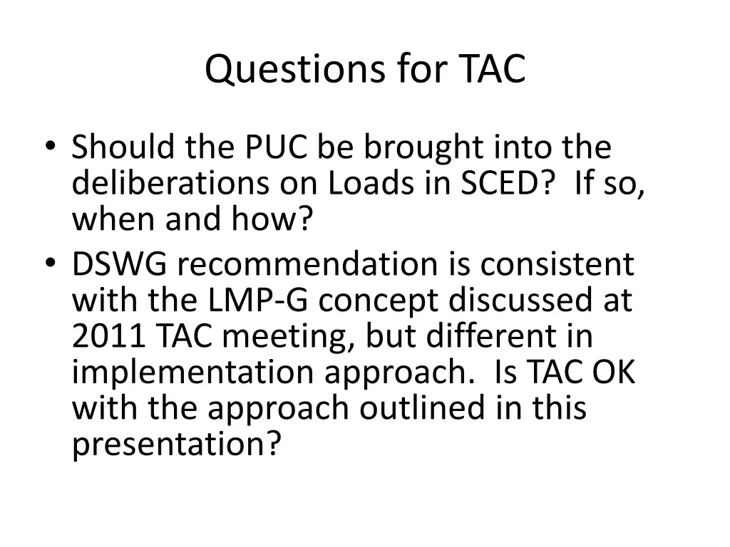 questions for tac