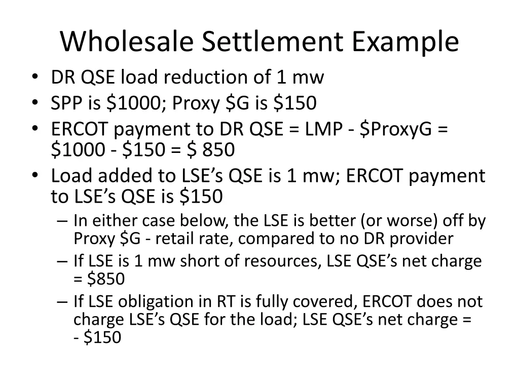 wholesale settlement example dr qse load
