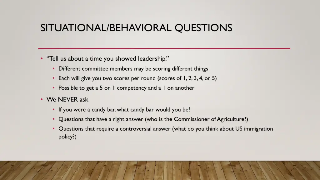 situational behavioral questions
