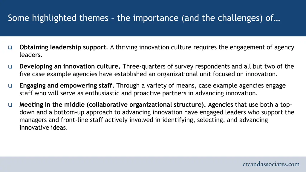 some highlighted themes the importance