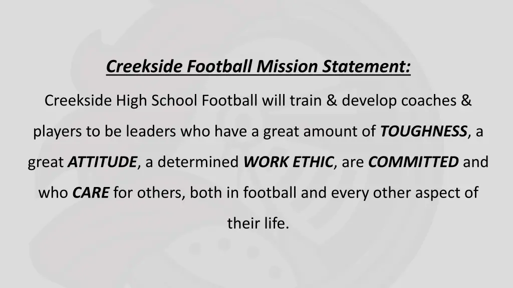 creekside football mission statement