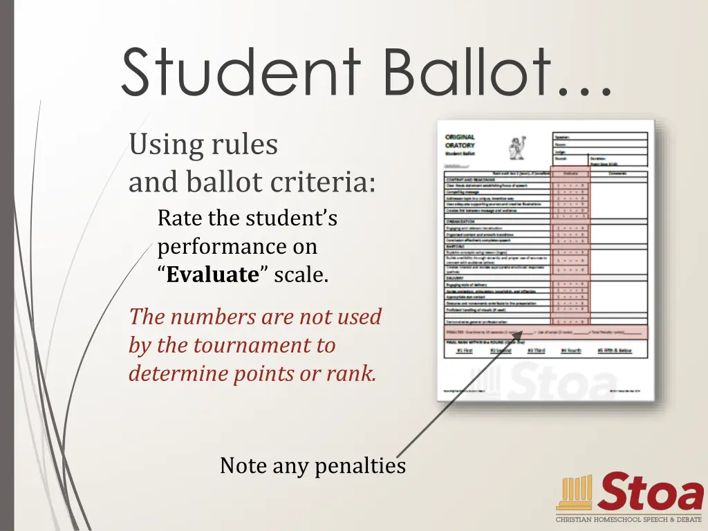 student ballot using rules and ballot criteria