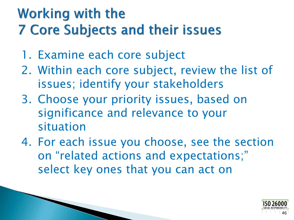 1 examine each core subject 2 within each core