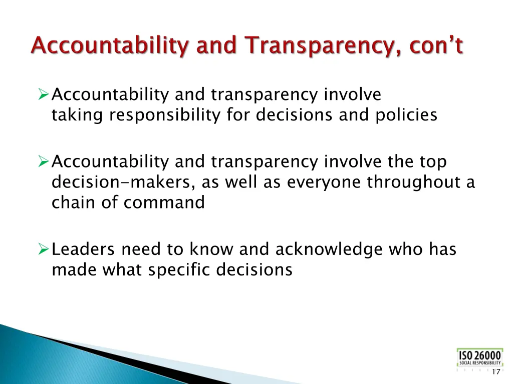 accountability and transparency involve taking