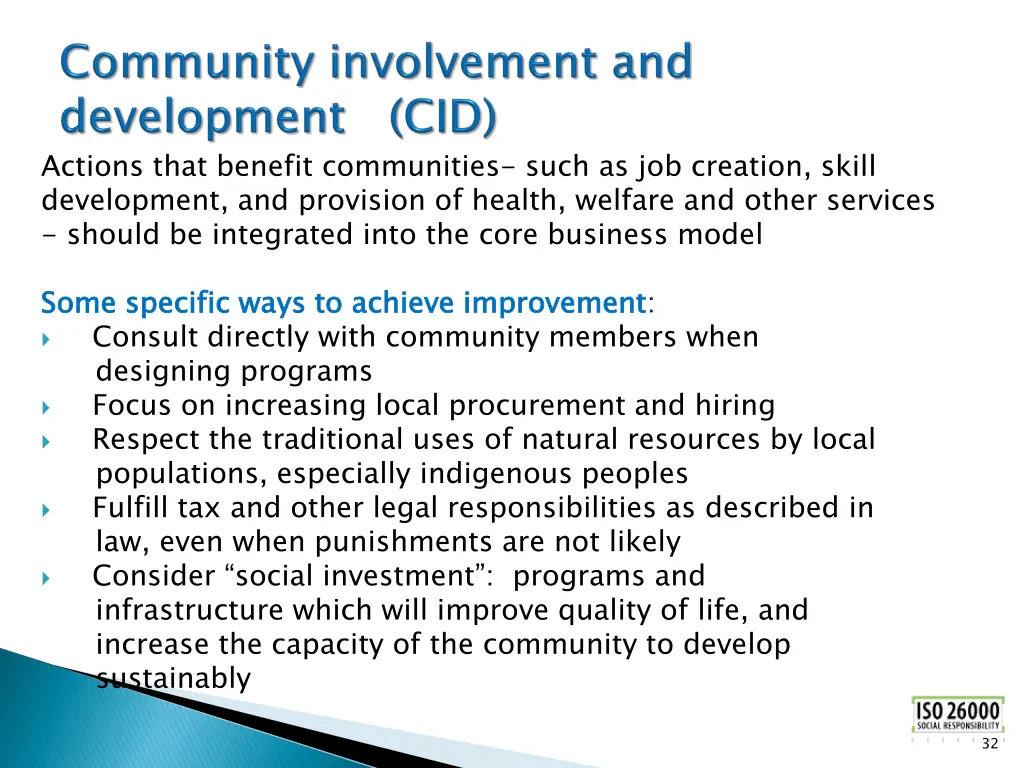 actions that benefit communities such