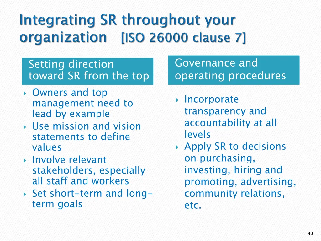 governance and operating procedures