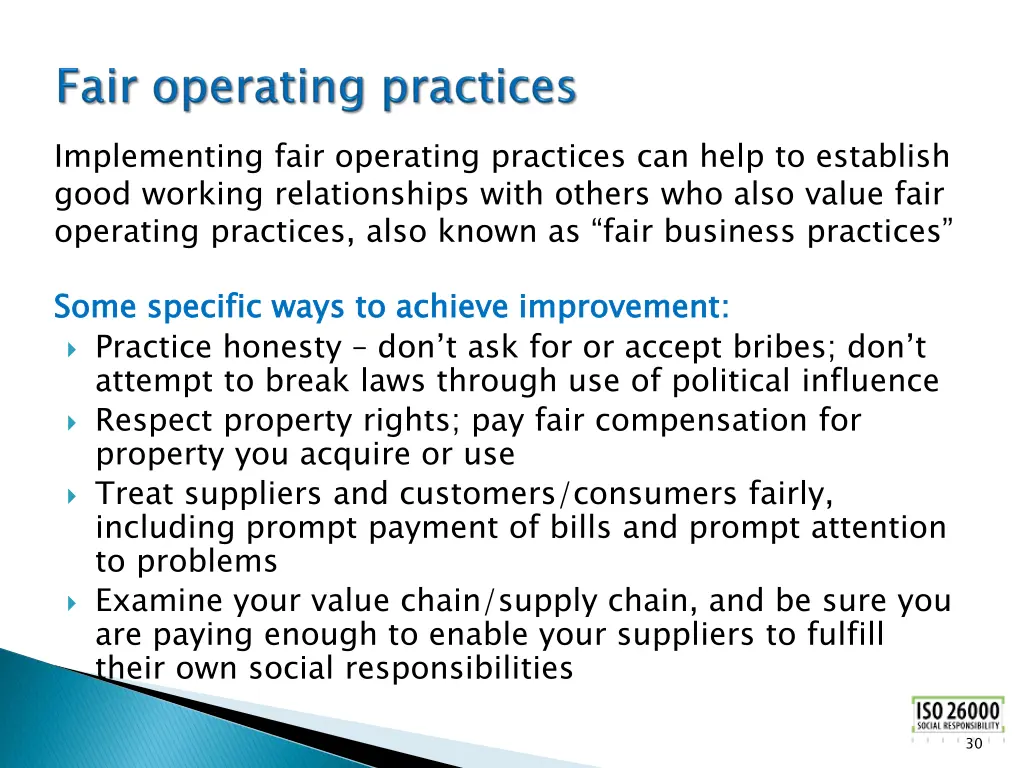 implementing fair operating practices can help