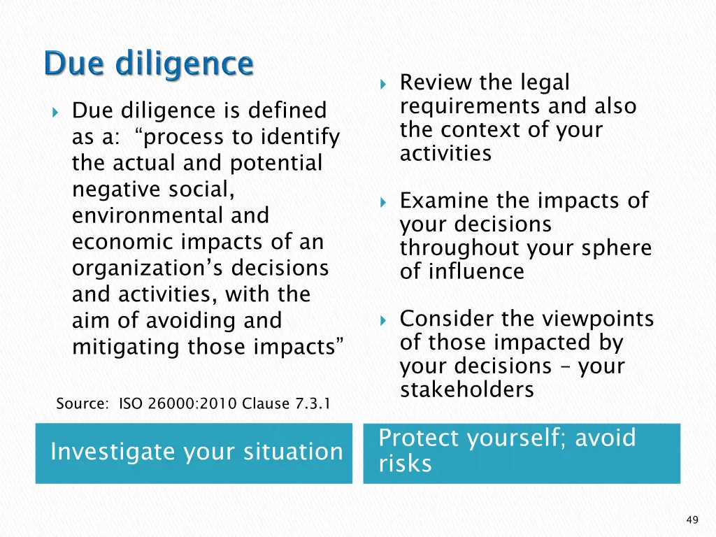 review the legal requirements and also