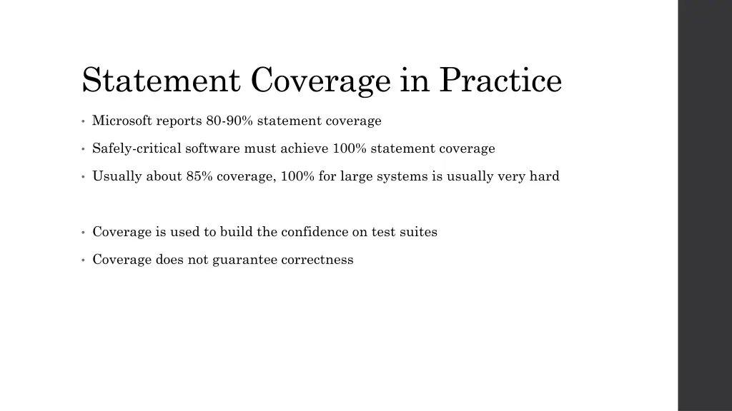 statement coverage in practice