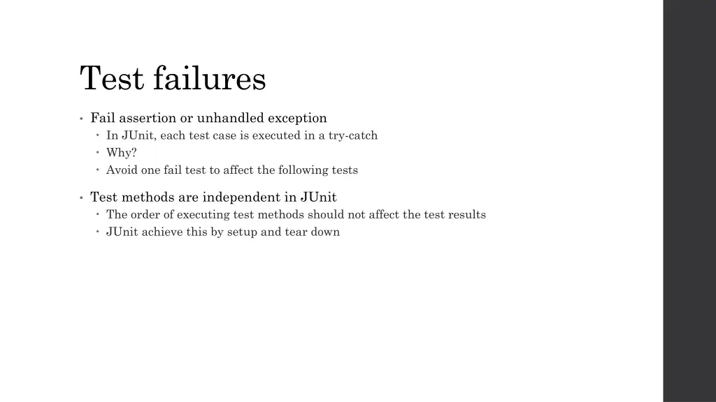 test failures