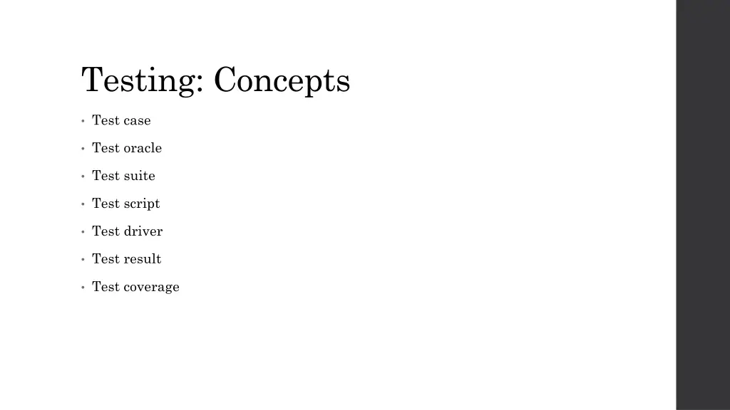 testing concepts
