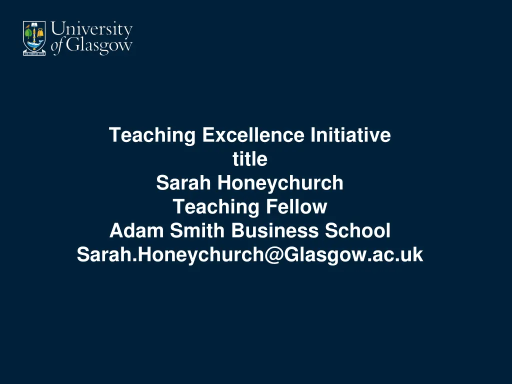 teaching excellence initiative title sarah