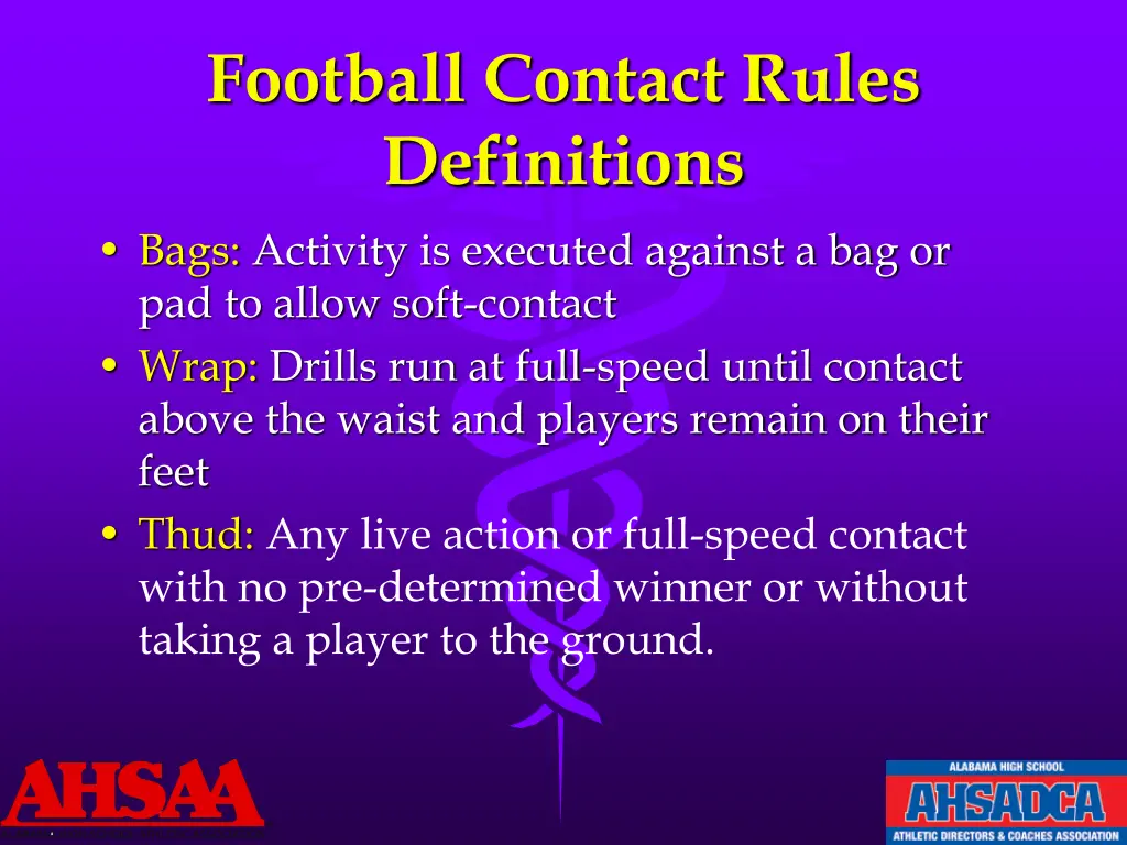 football contact rules definitions bags activity
