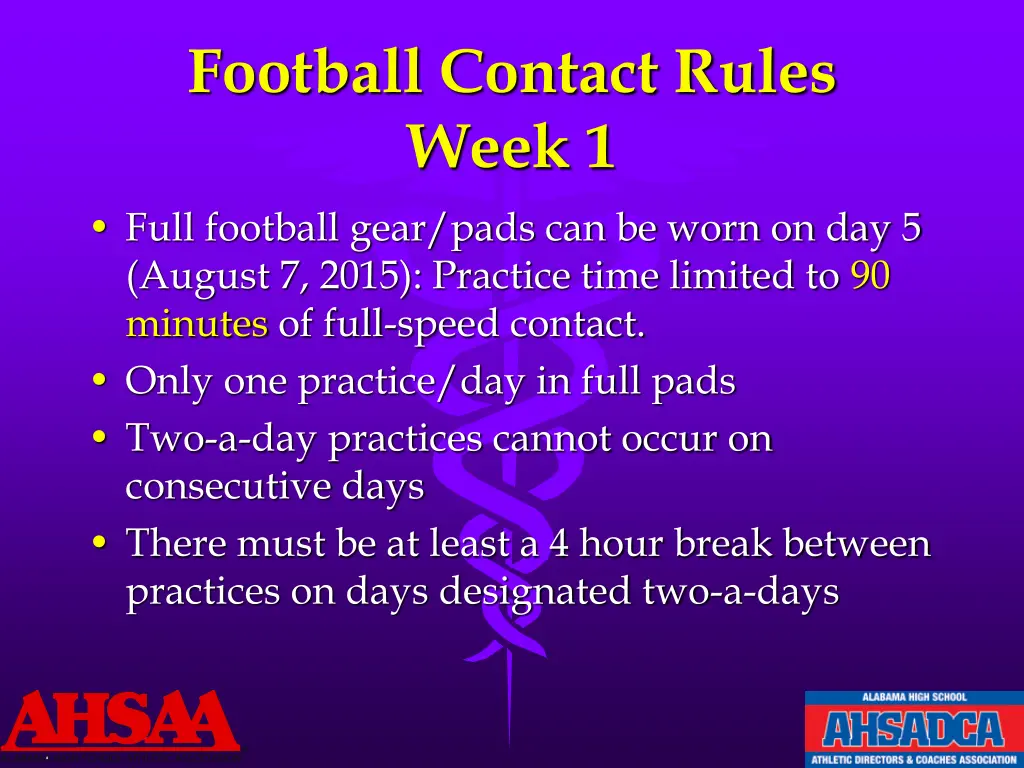 football contact rules week 1 full football gear