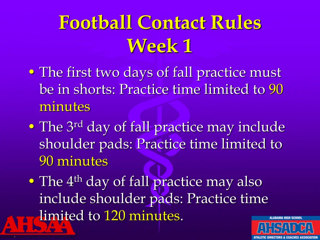 football contact rules week 1 the first two days