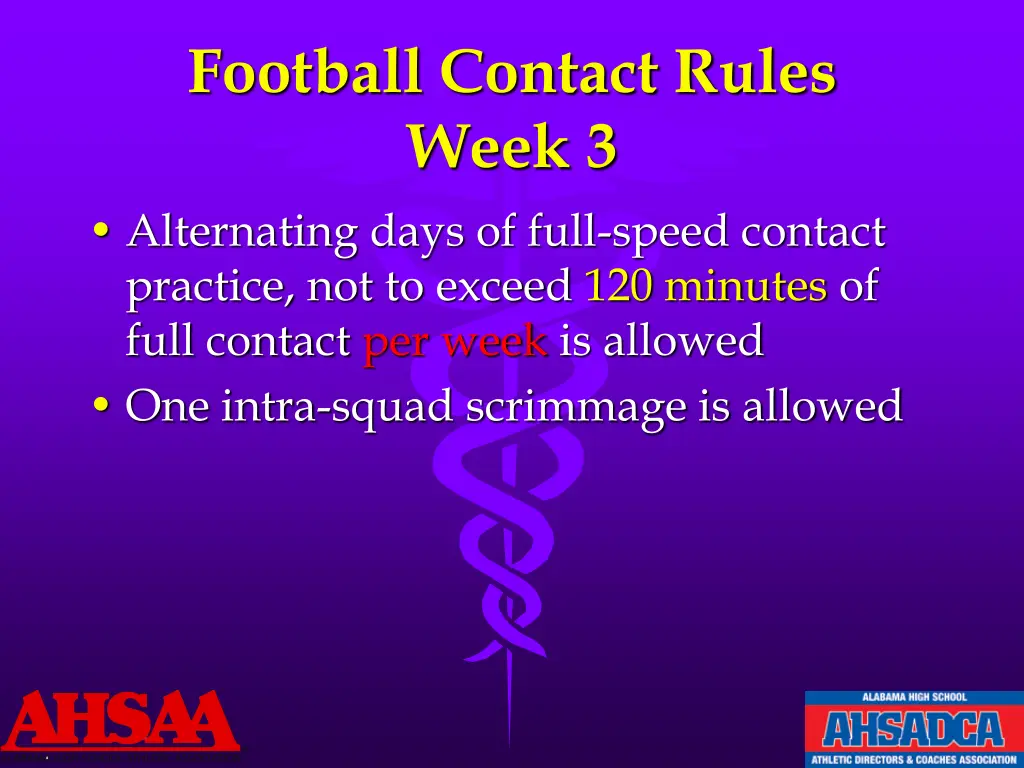 football contact rules week 3 alternating days