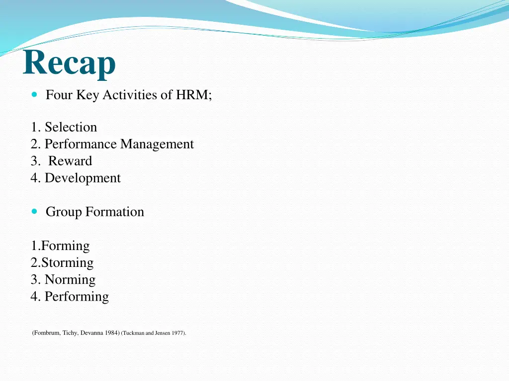 recap four key activities of hrm