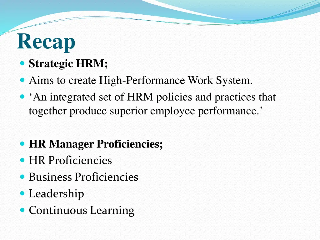 recap strategic hrm aims to create high