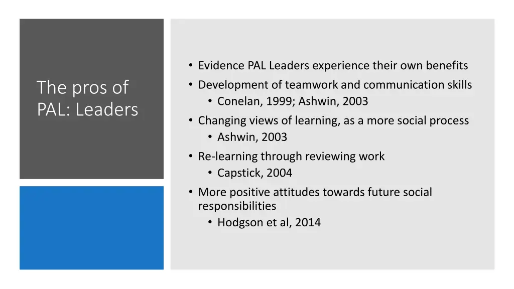 evidence pal leaders experience their