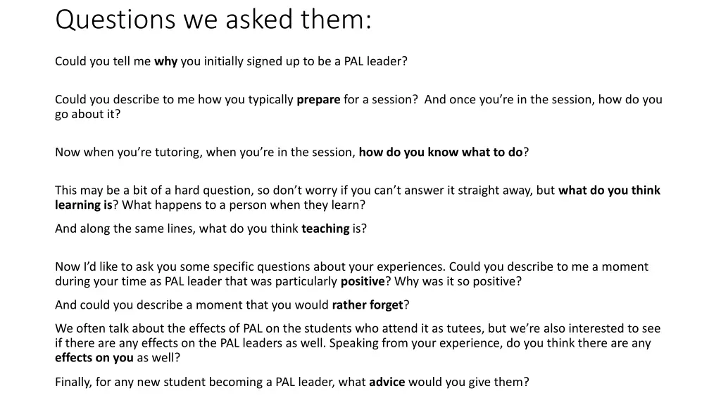 questions we asked them 7