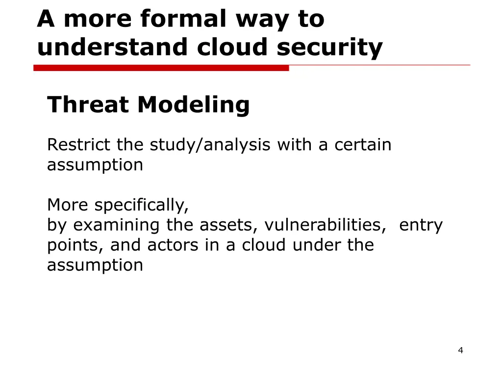 a more formal way to understand cloud security