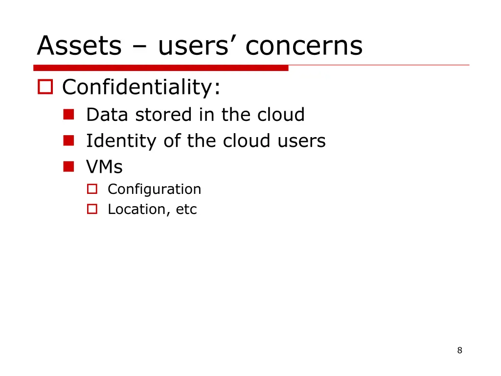 assets users concerns