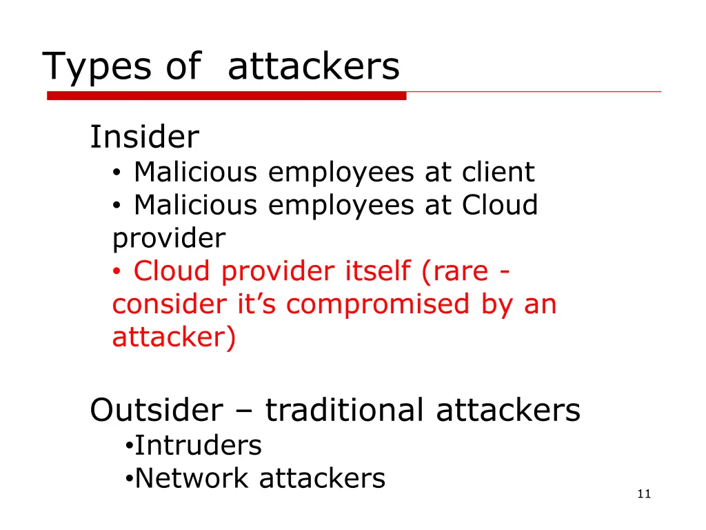types of attackers