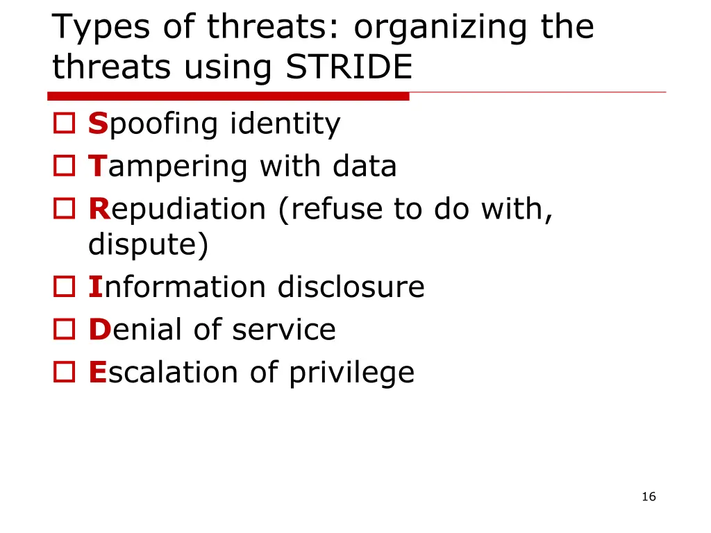 types of threats organizing the threats using