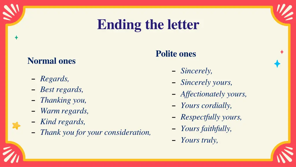 ending the letter