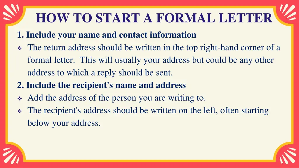 how to start a formal letter 1 include your name