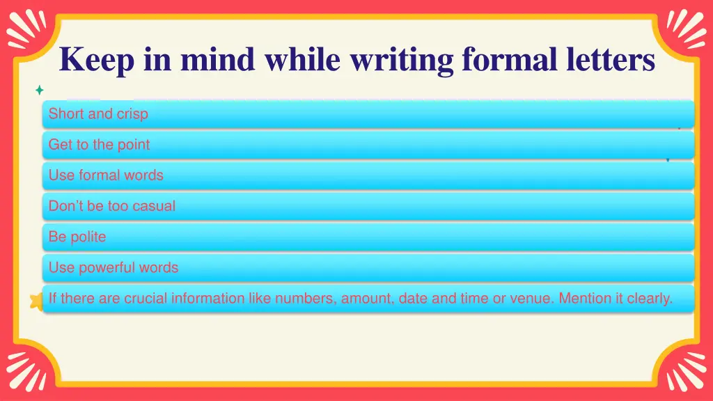 keep in mind while writing formal letters