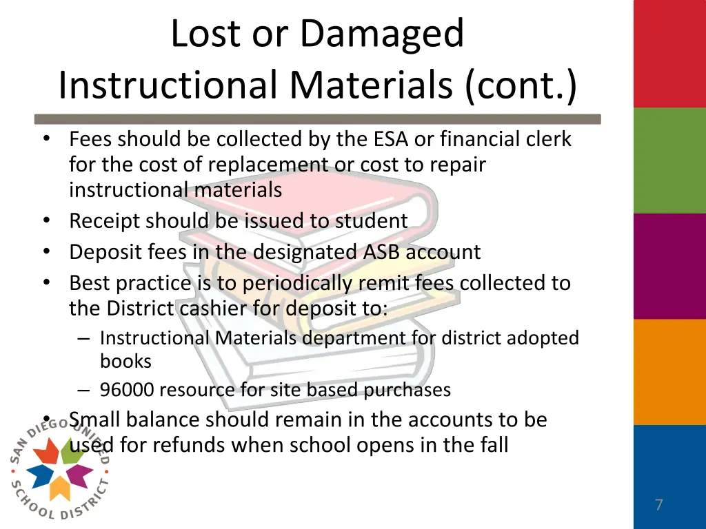 lost or damaged instructional materials cont 1