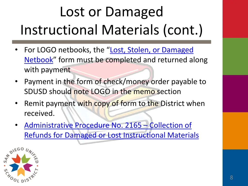 lost or damaged instructional materials cont 2