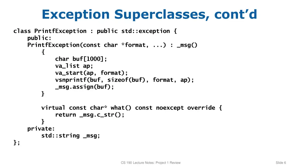 exception superclasses cont d