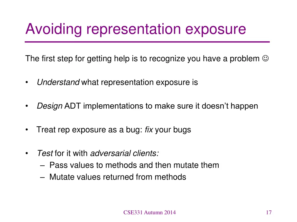 avoiding representation exposure