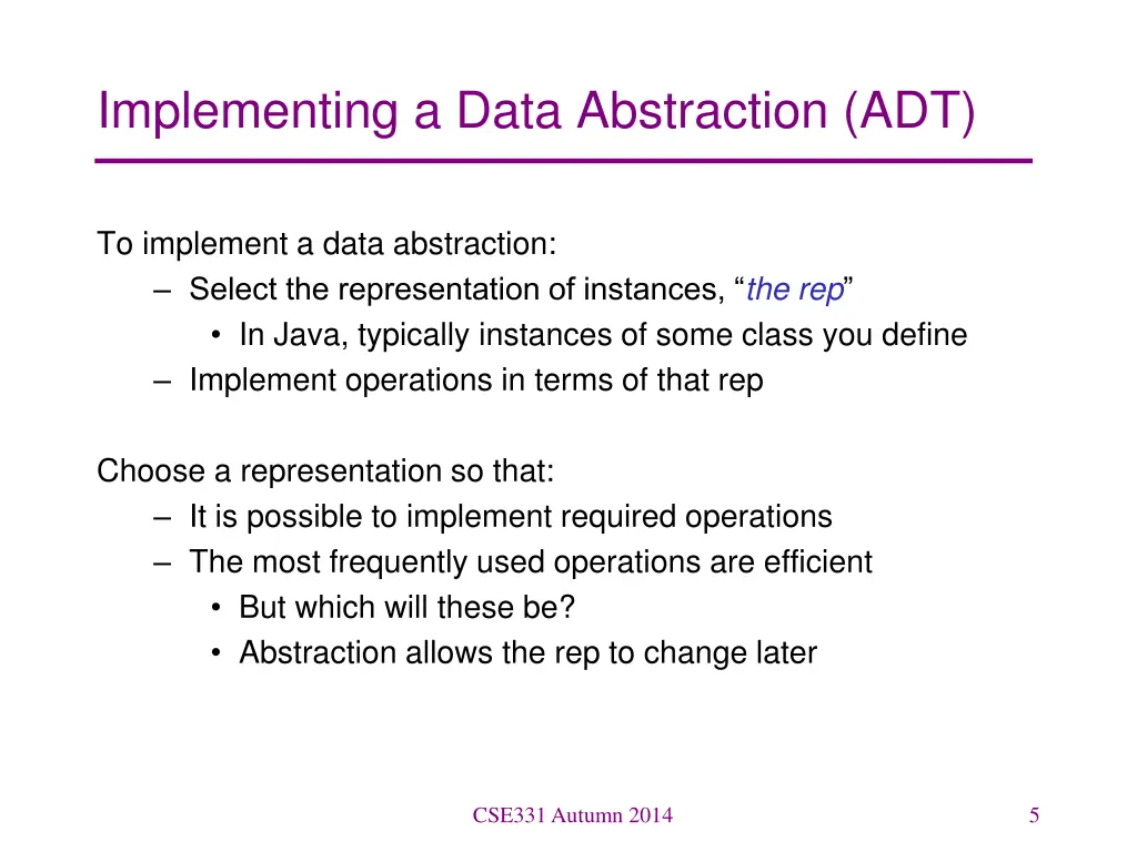 implementing a data abstraction adt