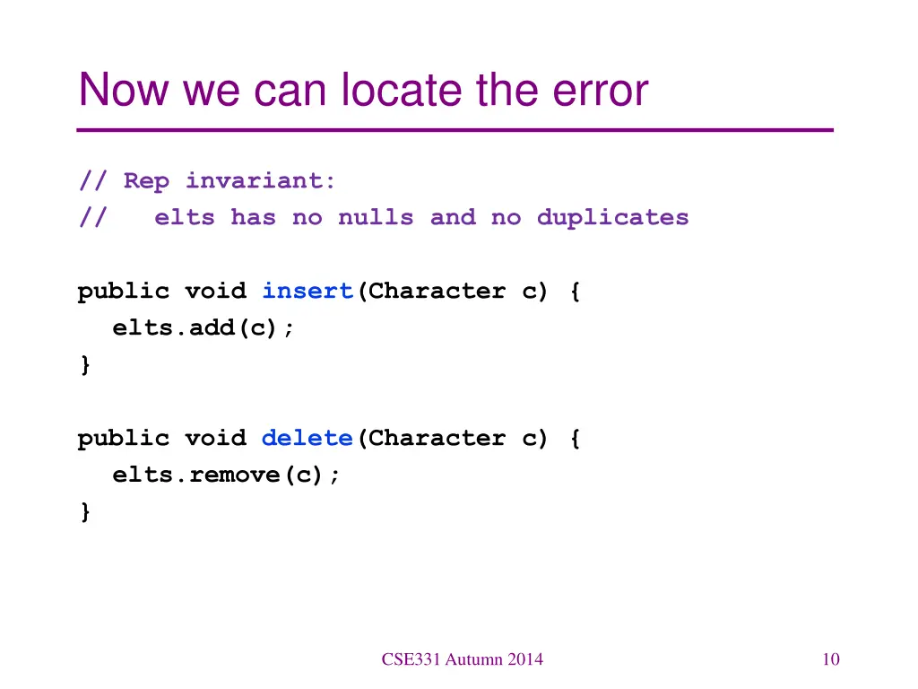 now we can locate the error