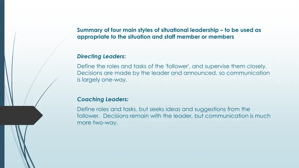 summary of four main styles of situational