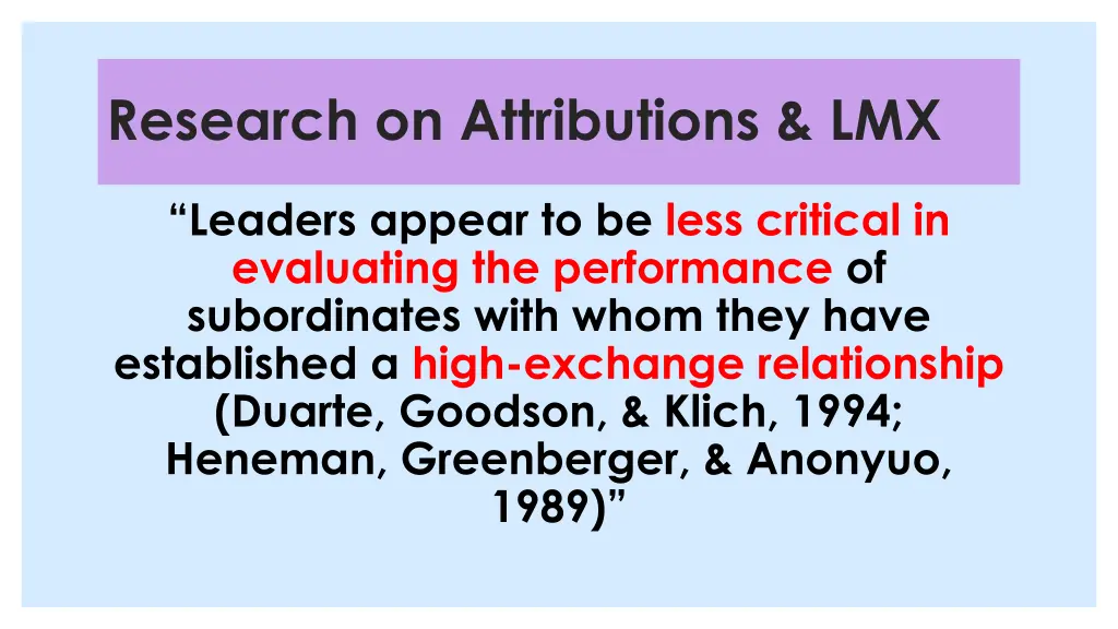 research on attributions lmx