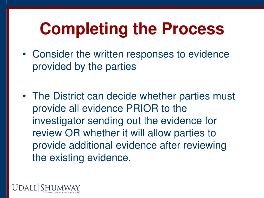 completing the process