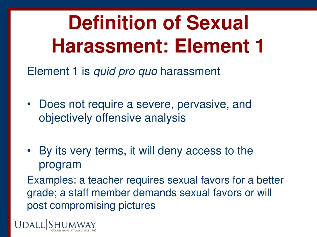 definition of sexual harassment element 1