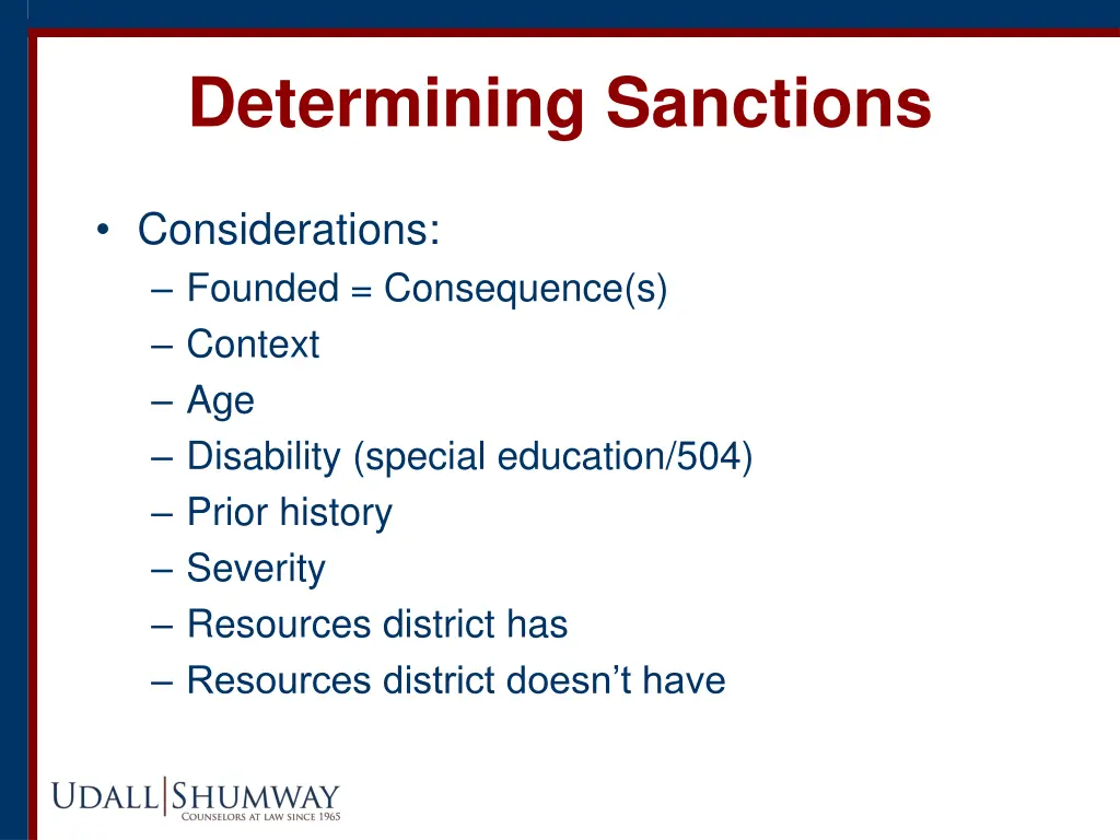 determining sanctions