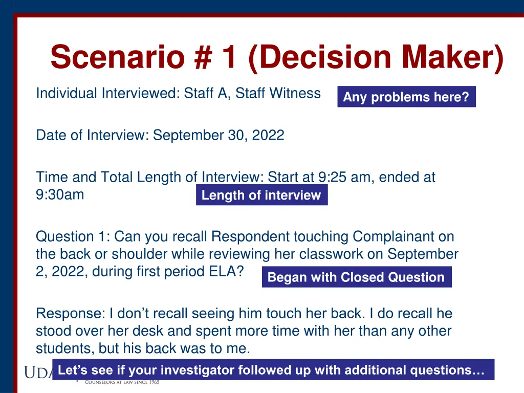 scenario 1 decision maker 1